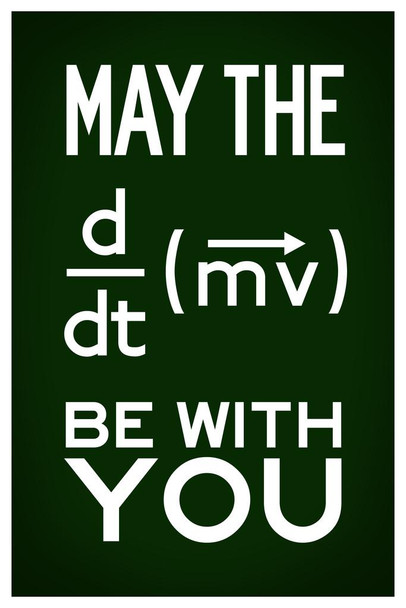 Laminated May The Force Be With You Equation Movie Quote Green Cool Wall Art Poster Dry Erase Sign 24x36
