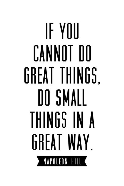 Laminated Napoleon Hill If You Cannot Do Great Things Do Small Things Great Way White Black Motivational Cool Wall Art Poster Dry Erase Sign 24x36