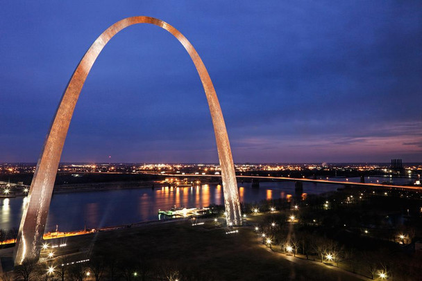 Laminated Gateway Arch St Louis Missouri at Sunset Photo Art Print Cool Wall Art Poster Dry Erase Wall Art 36x24