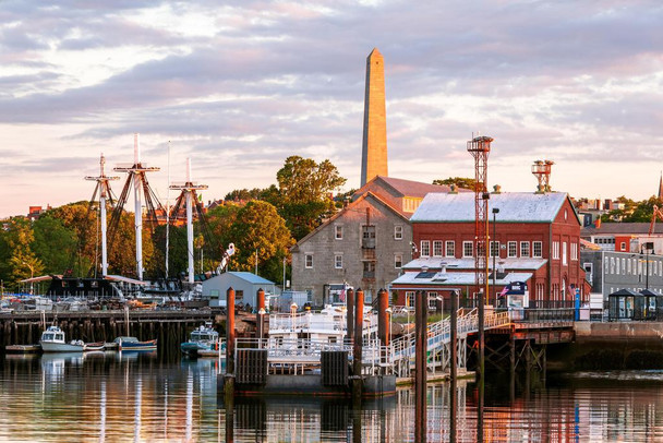 Laminated Charlestown Navy Yard Bunker Hill Monument Boston Photo Art Print Cool Wall Art Poster Dry Erase Wall Art 36x24