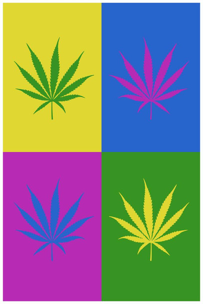 Laminated Marijuana Weed Pot Cannabis Joint Blunt Bong Leaves Pop Art Bright Room Dope Gifts Guys Propaganda Smoking Stoner Reefer Stoned Sign Buds Pothead Dorm Walls Poster Dry Erase Sign 24x36