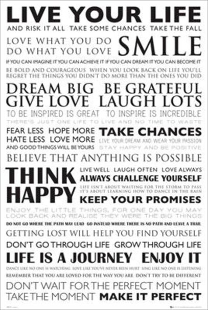 Live Your Life Motivational Cool Wall Decor Art Print Poster 24x36