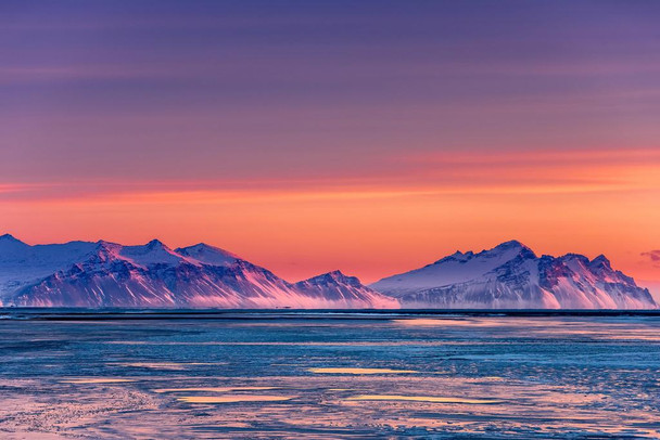 Laminated Mountain Landscape Near Reykjavik Iceland Photo Art Print Cool Wall Art Poster Dry Erase Sign 36x24