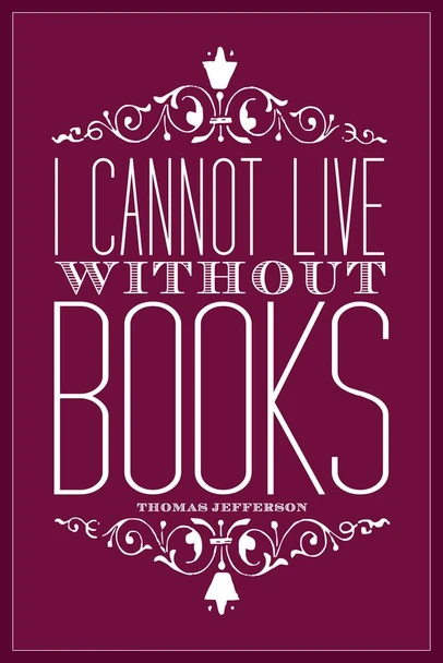 Laminated Thomas Jefferson I Cannot Live Without Books Purple Cool Wall Art Poster Dry Erase Sign 24x36