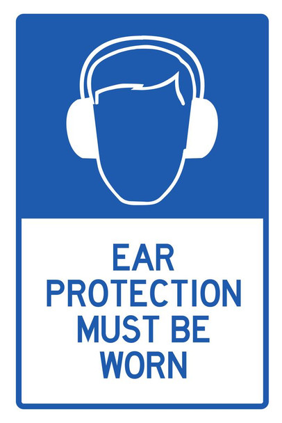Laminated Ear Protection Must Be Worn Cool Wall Art Poster Dry Erase Sign 24x36
