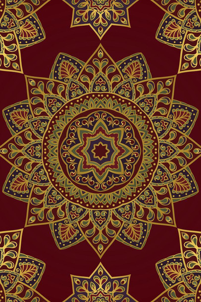 Laminated Colorful Oriental Tapestry Pattern Art Print Cool Wall Art Poster Dry Erase Wall Art 24x36