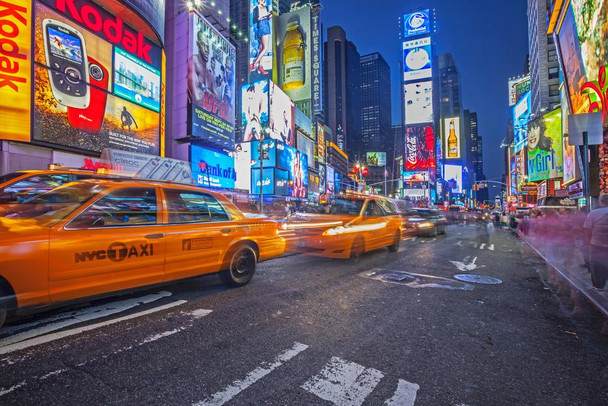 Laminated Times Square Midtown Manhattan New York City NYC Illuminated Photo Photograph Poster Dry Erase Sign 36x24