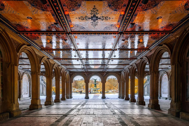 Laminated Bethesda Terrace Central Park New York City NYC Manhattan Photo Photograph Poster Dry Erase Sign 36x24