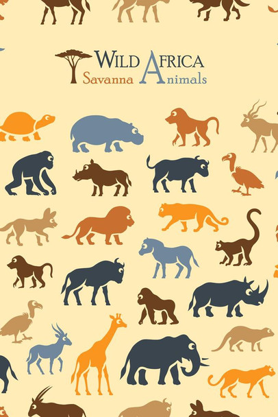 Laminated Wild Africa Animals of the Savanna Classroom Learning Educational Poster Dry Erase Wall Art 24x36
