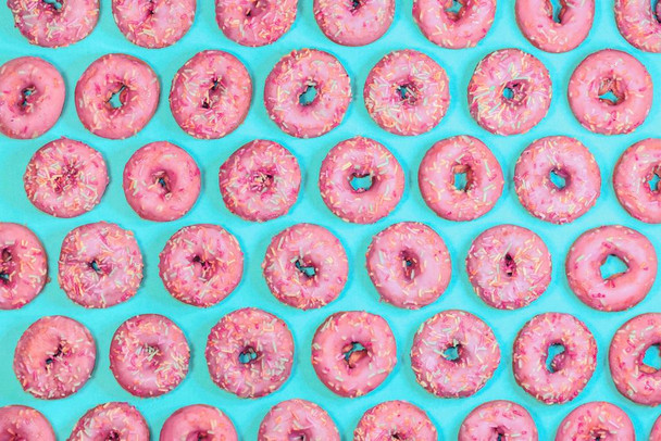 Laminated Raining Doughnuts Donut Day Photo Photograph Poster Dry Erase Wall Art 36x24