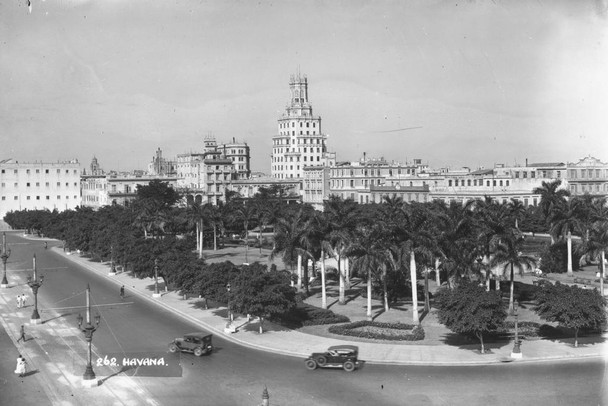 Laminated Havana Cuba Skyline 1925 Archival Retro Black and White Photo Photograph Poster Dry Erase Wall Art 36x24