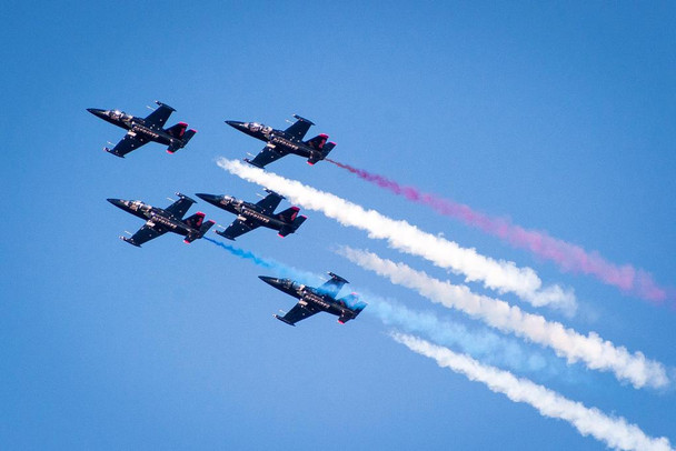 Laminated Patriots Jet Team Civilian Aerobatic Formation Photo Photograph Poster Dry Erase Wall Art 36x24