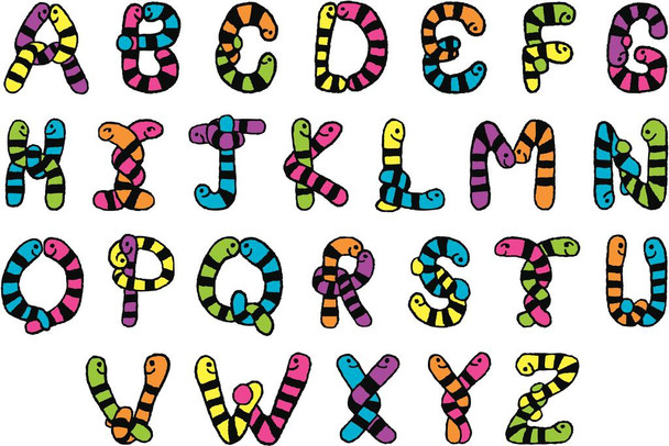Laminated Worms in Love Alphabet ABC Classroom Learning Sign Preschool Elementary School Educational Teacher Homeschool Chart Display Supplies Teaching Aide Poster Dry Erase Wall Art 36x24