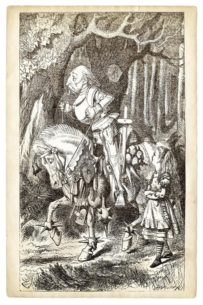Laminated Alice and the White Knight 1899 Antique Style Engraving Art Print Poster Dry Erase Sign 24x36