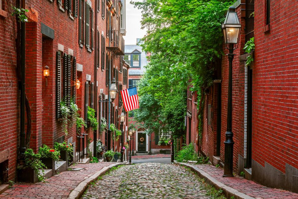 Laminated Acorn Street Beacon Hill Boston Massachusetts Photo Photograph Poster Dry Erase Sign 36x24