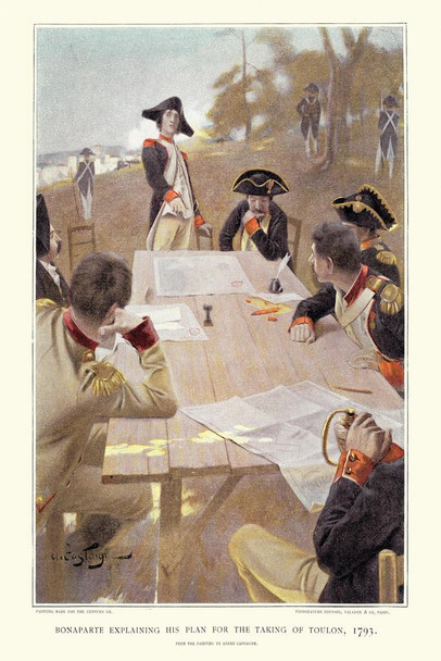 Laminated Bonaparte Explaining Plan for Taking Toulon Vintage Art Print Poster Dry Erase Sign 24x36