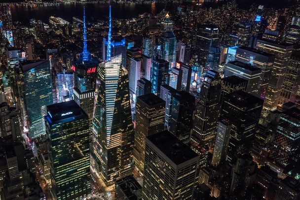 Laminated Aerial View of Times Square New York City NYC Photo Photograph Poster Dry Erase Sign 36x24