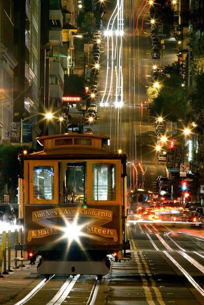 Laminated San Francisco California Street Cable Trolly Car Photo Photograph Poster Dry Erase Sign 24x36