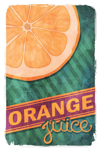 Laminated Orange Juice Retro Sign Advertisement Art Print Poster Dry Erase Wall Art 24x36