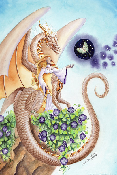 Murmurs of the Night by Carla Morrow Tan Dragon Queen Witch Fantasy Cool Wall Art Print Poster 12x18