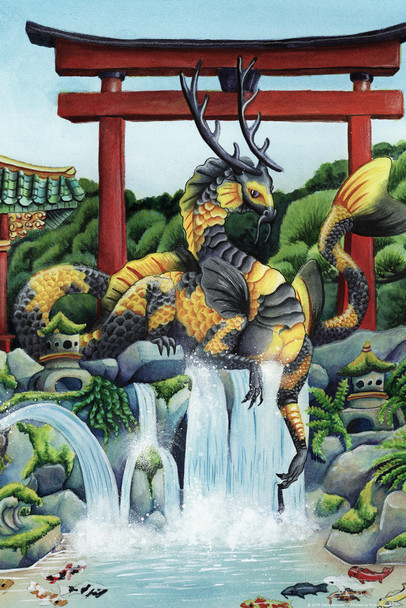 The Emperor by Carla Morrow Asian Pagoda Dragon Fantasy Cool Wall Art Print Poster 12x18