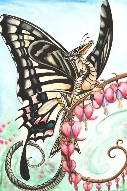 Laminated The Swallowtail by Carla Morrow Butterfly Dragon Fantasy Poster Dry Erase Wall Art 12x18