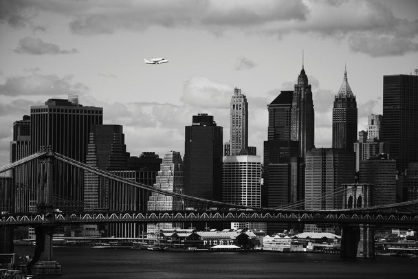 Laminated Space Shuttle Enterprise Flying Over New York NYC Photo Photograph Poster Dry Erase Wall Art 36x24