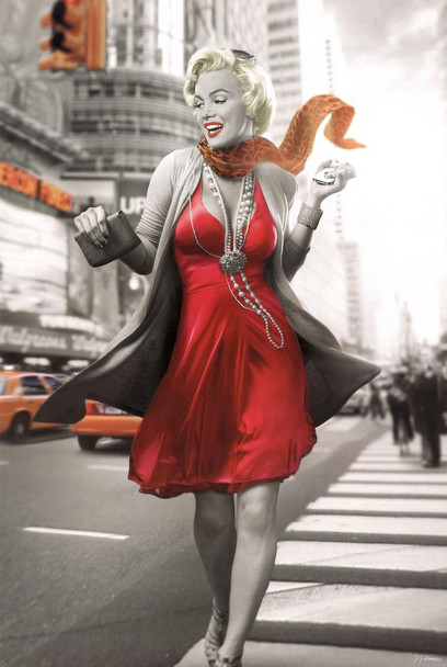 Marilyn Monroe New York Walk Blonde Bombshell Hollywood Actress Icon Black White Laminated Dry Erase Sign Poster 24x36