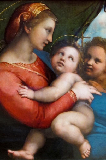 Laminated Raphael Madonna Della Tenda Fine Art Baby Realism Romantic Artwork Raffaello Prints Biblical Drawings Portrait Painting Wall Art Renaissance Posters Canvas Art Poster Dry Erase Sign 24x36