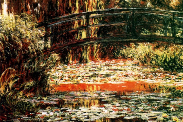Laminated Claude Monet Japanese Foot Bridge at Giverny Impressionist Art Posters Claude Monet Prints Nature Landscape Painting Claude Monet Canvas Wall Art French Print Poster Dry Erase Sign 24x36