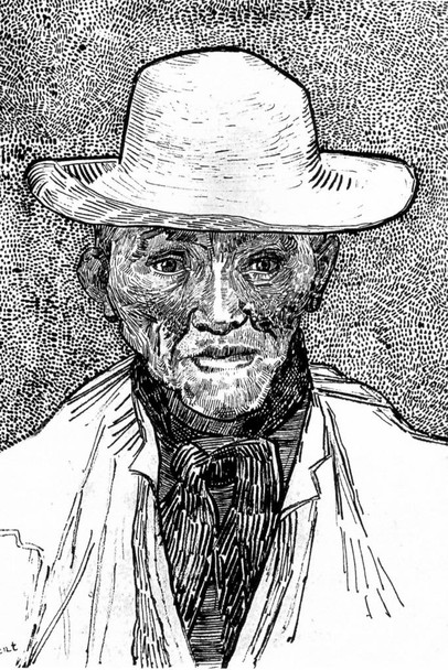 Laminated Vincent Van Gogh Peasant of the Camargue Portrait Patience Escalier Ink Over Graphite Poster Dry Erase Sign 24x36