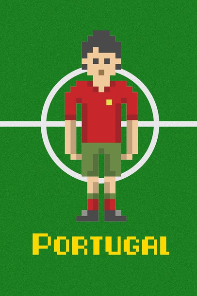 Laminated Portugal Soccer Pixel Art National Team Sports Poster Dry Erase Sign 24x36