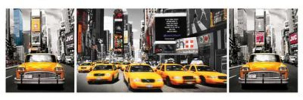 New York Taxis Panorama Photo Art Print Giant Cool Wall Decor Art Print Poster 62x21