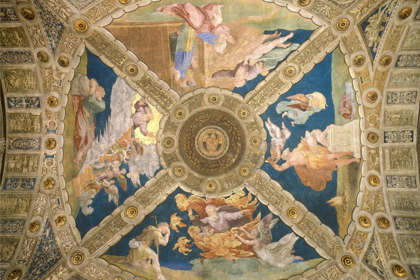Laminated Raphael Ceiling Of The Room Of Eliodorus 1513 Italian High Renaissance Fresco Art Poster Dry Erase Sign 36x24