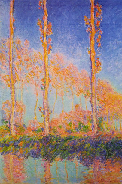Laminated Claude Monet Poplar Trees Autumn Impressionist French Nature Landscape Painting Poster Dry Erase Wall Art 24x36