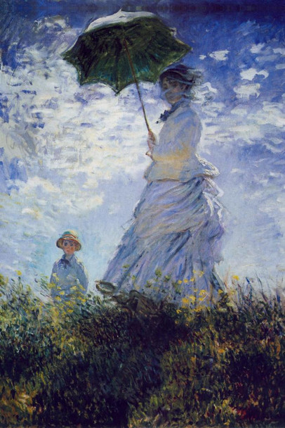 Laminated Claude Monet Woman with a Parasol Madame Monet and Her Son II Poster Dry Erase Sign 24x36