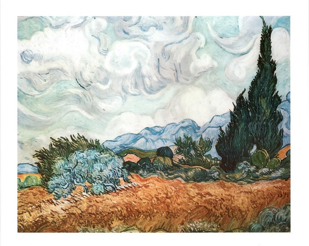 Laminated Vincent Van Gogh Wheat Field With Cypresses September 1889 Post Impressionist Painter Poster Dry Erase Sign 24x36