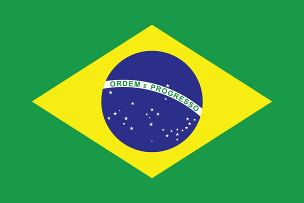 Laminated Flag of Brazil Poster Dry Erase Wall Art 36x24