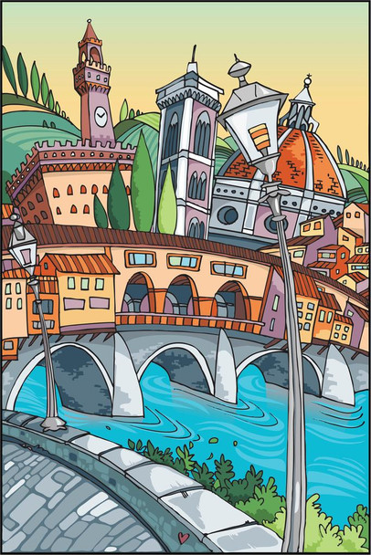 Laminated Love Florence Italy Landmarks Travel Art Print Poster Dry Erase Wall Art 24x36