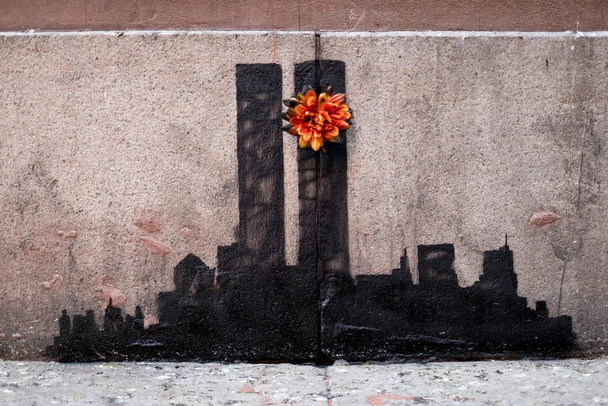Laminated Banksy Twin Towers Tribute Street Art Banksy Print Bansky Modern Art Grafitti Wall Art Street Art Prints Graffiti Art Wall Art Love Decor Poster Dry Erase Wall Art 36x24