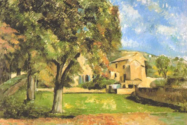 Laminated Cezanne Chestnut Trees And Farm House of Jas de Bouffan Impressionist Posters Paul Cezanne Art Prints Nature Landscape Painting Art French Artist Romantic Art Poster Dry Erase Sign 36x24