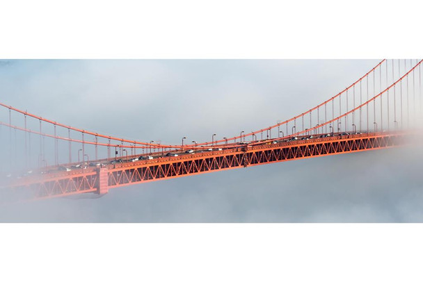 Laminated Golden Gate Bridge in the Clouds Photo Photograph Poster Dry Erase Wall Art 36x24