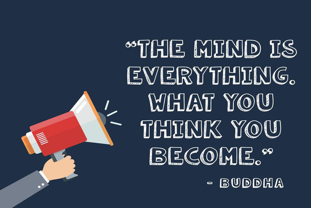 Laminated The Mind Is Everything Buddha Quote Motivational Poster Dry Erase Wall Art 24x36