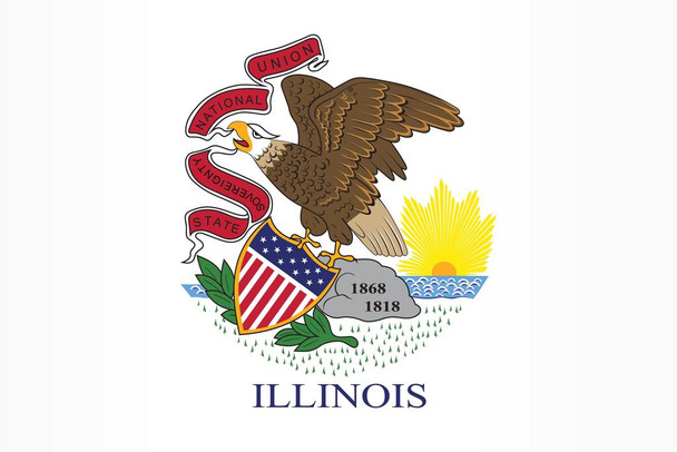 Laminated Illinois State Flag Poster Dry Erase Wall Art 24x36