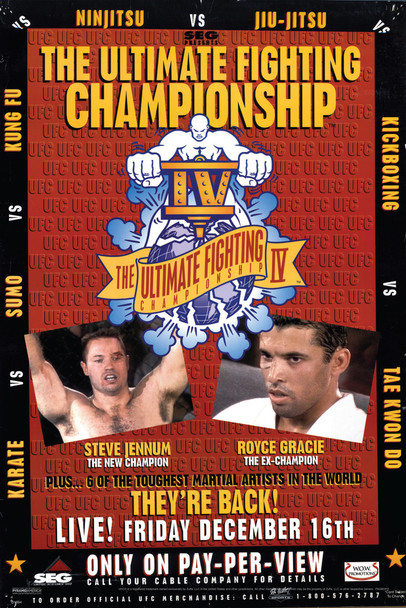 Official UFC 4 Steve Jennum Royce Gracie Sports Cool Wall Decor Art Print Poster 12x18