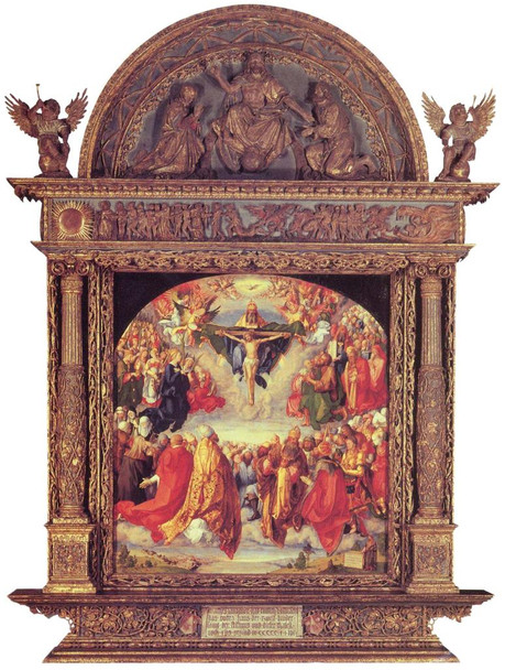 Laminated Albrecht Drer Adoration of the Trinity Fine Art Poster Dry Erase Sign 24x36