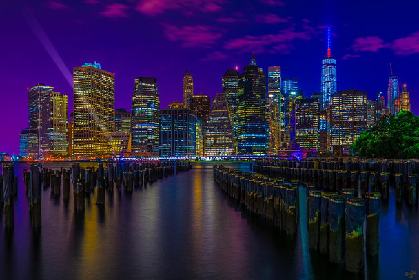 Laminated Downtown With Searchlight by Chris Lord Photo Photograph Poster Dry Erase Wall Art 24x36