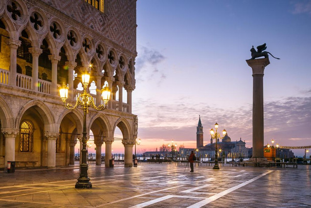 Laminated Dawn Over Piazza San Marco Venice Photo Photograph Poster Dry Erase Sign 24x36