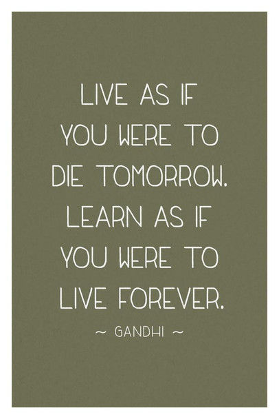 Laminated Mahatma Gandhi Live As If You Were Die Tomorrow Learn Live Forever Motivational Tan Poster Dry Erase Sign 24x36