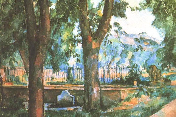 Laminated Cezanne Basin and Washing Place in Jas De Bouffan Impressionist Posters Paul Cezanne Art Prints Nature Landscape Painting Wall Art French Artist Wall Art Poster Dry Erase Sign 36x24